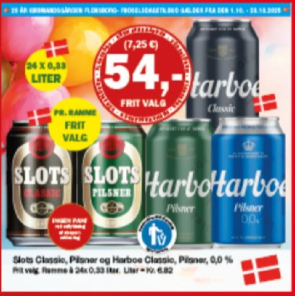 Harboe Pilsner 0,0%, Øl - Alkoholfri 24 pk.