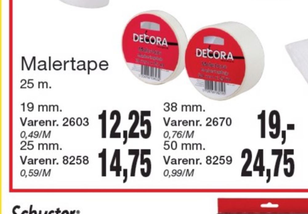 Decora, Malertape