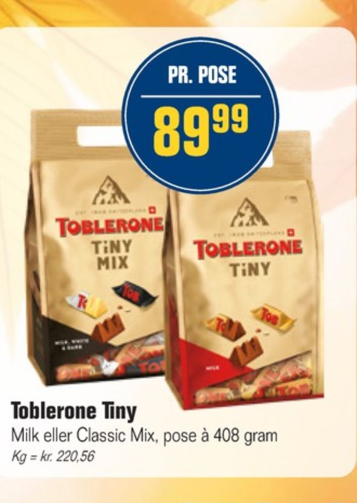 Toblerone Tiny, Chokolade Milk White Crunchy Almonds