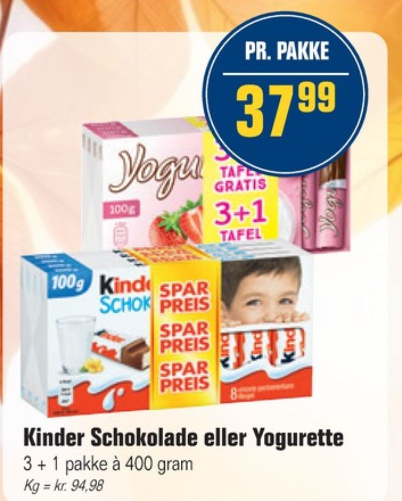 Kinder Chocolate, Chokoladestænger