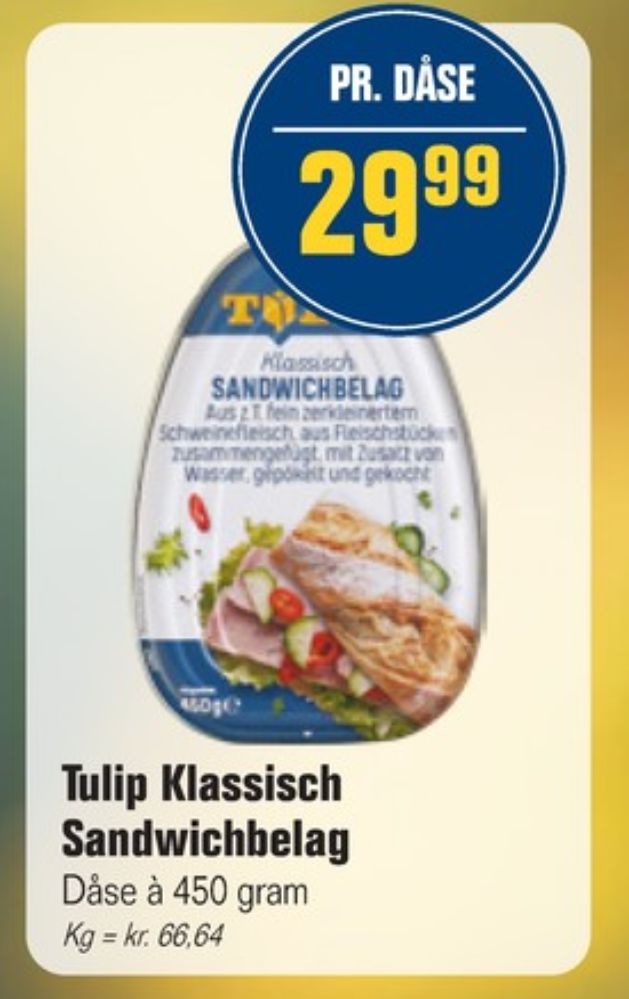 Tulip, Sandwichbelag