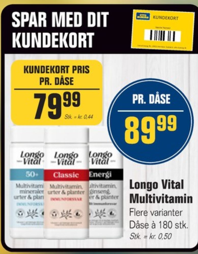 Longo Vital, Vitaminer