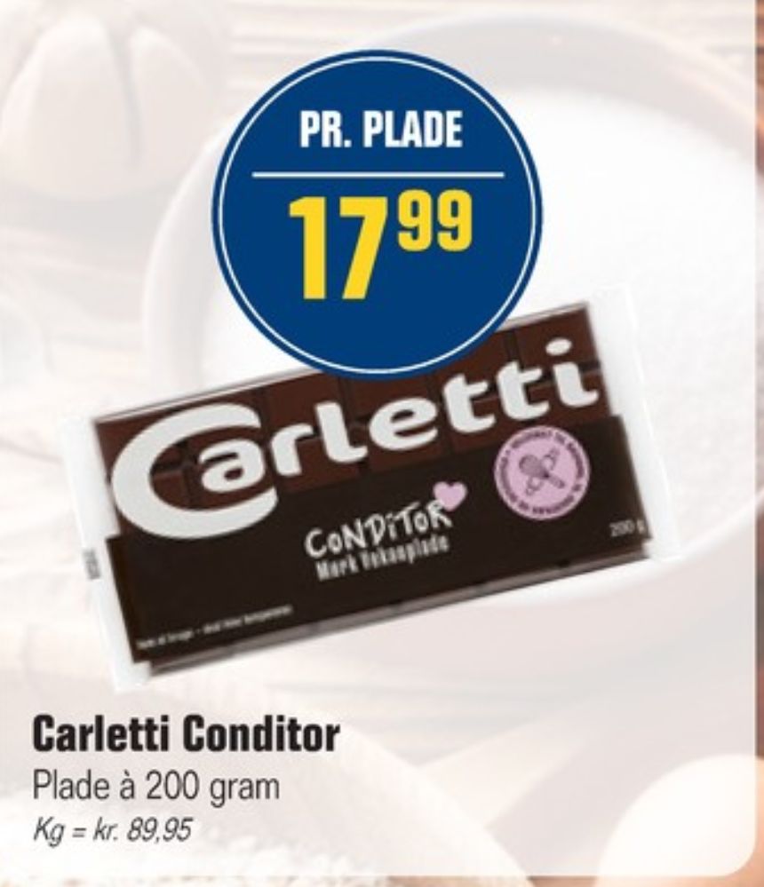 Carletti Conditor, Overtrækschokolade