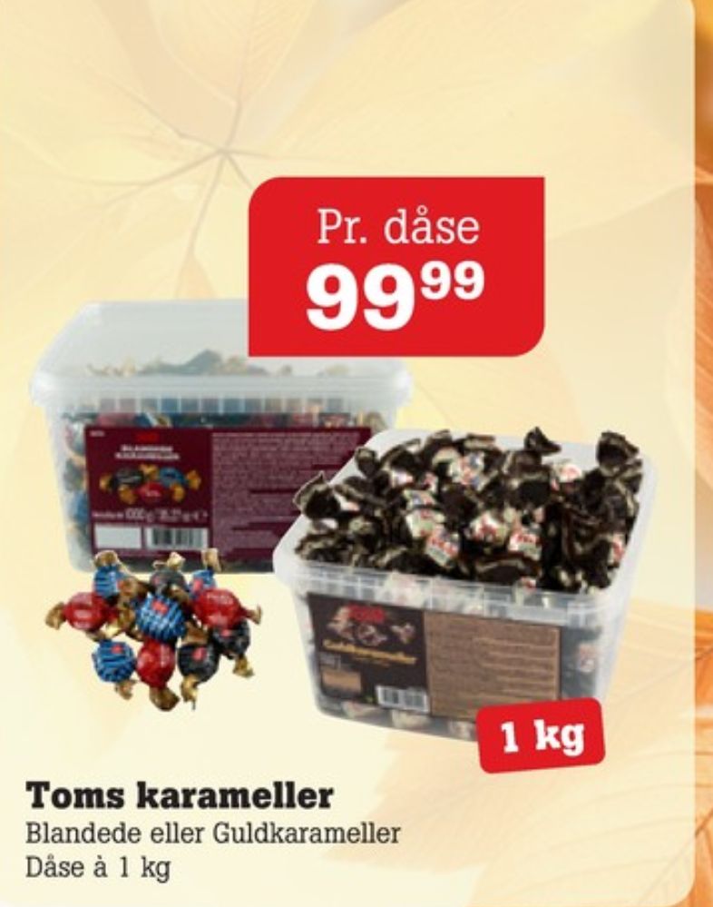 Toms Guldkarameller, Karameller