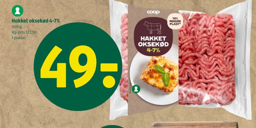 Coop, Hakket oksekød 4-7%