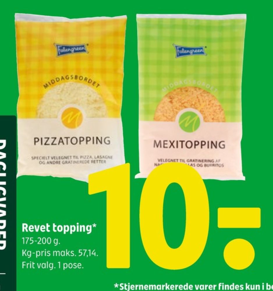 Falengreen, Revet ost Pizzatopping