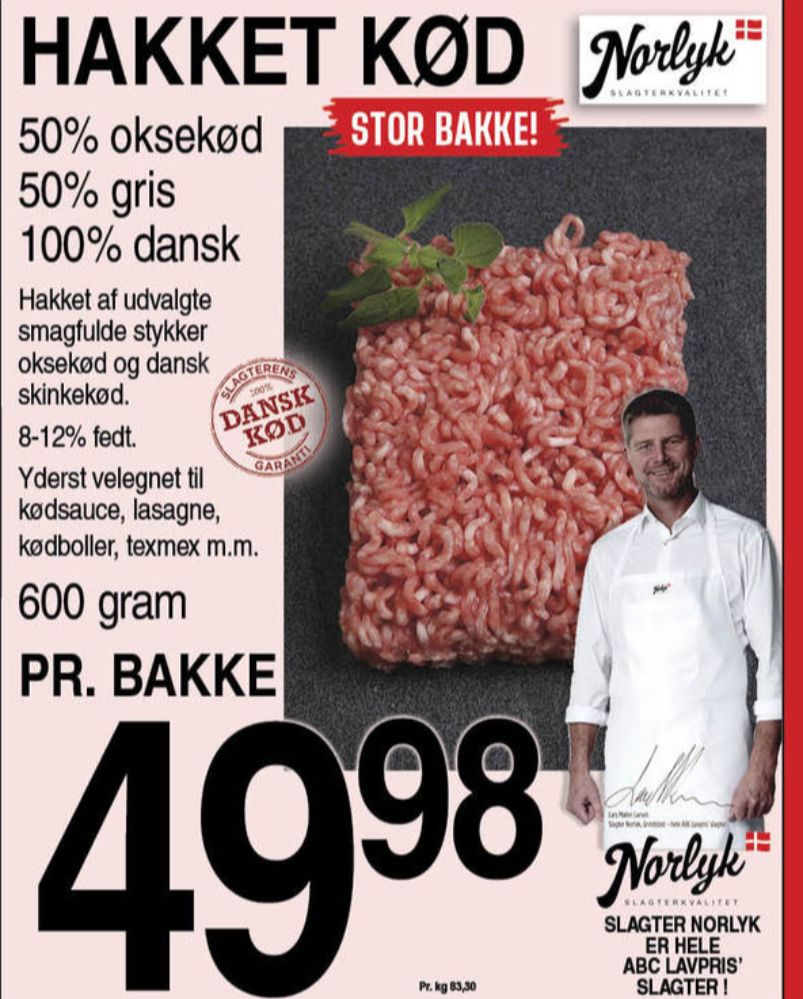Norlyk Slagter, Hakket grise og okskød 8-12%