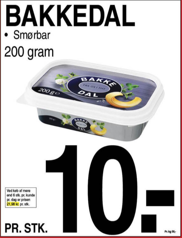 Bakkedal, Smørbar