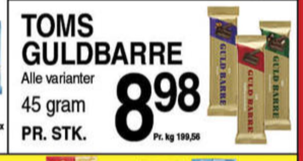 Toms Guldbarre, Chokoladebar Mælkechokolade