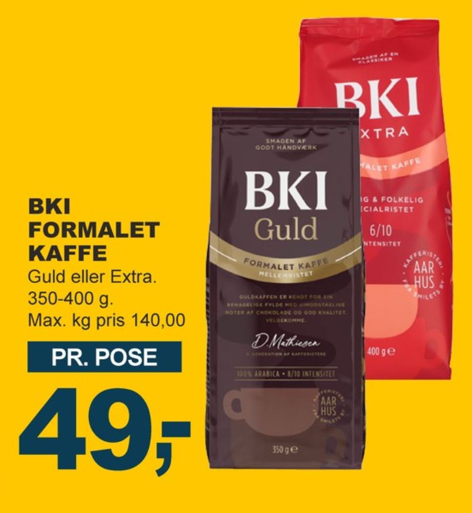 BKI Extra Specialristet, Kaffe Formalet