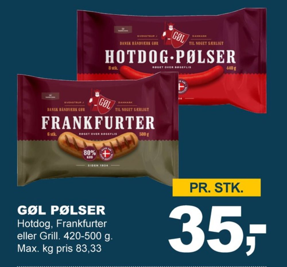 Gøl, Hotdogpølser
