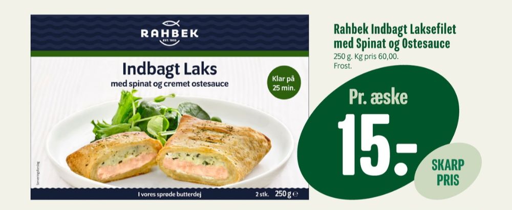 Rahbek, Indbagt Laks med Spinat og Ostesauce