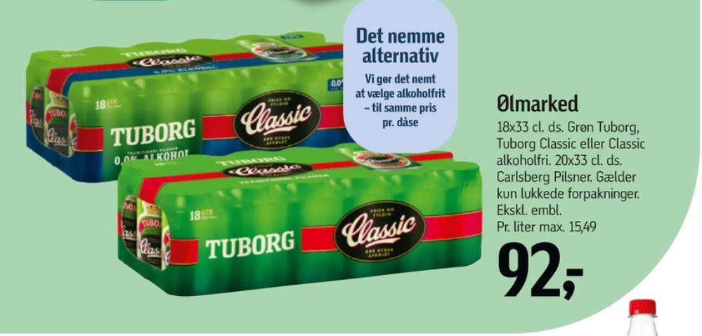 Tuborg Classic 0,0, Øl - Alkoholfri 18 pk.
