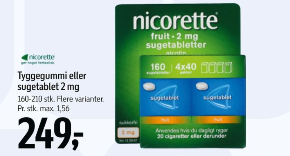 Nicorette, Sugetabletter