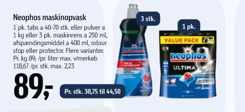 Neophos, Maskinopvask-tabs