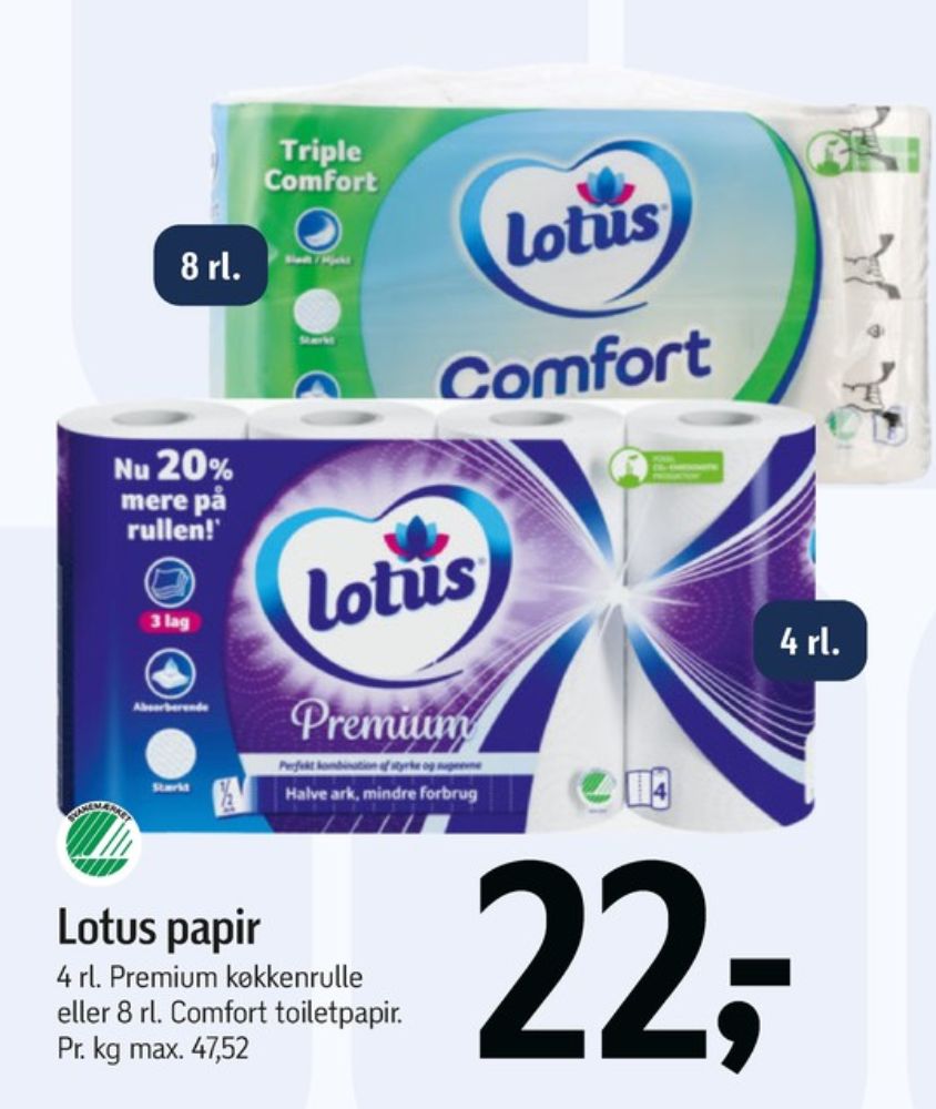 Lotus Comfort, Toiletpapir