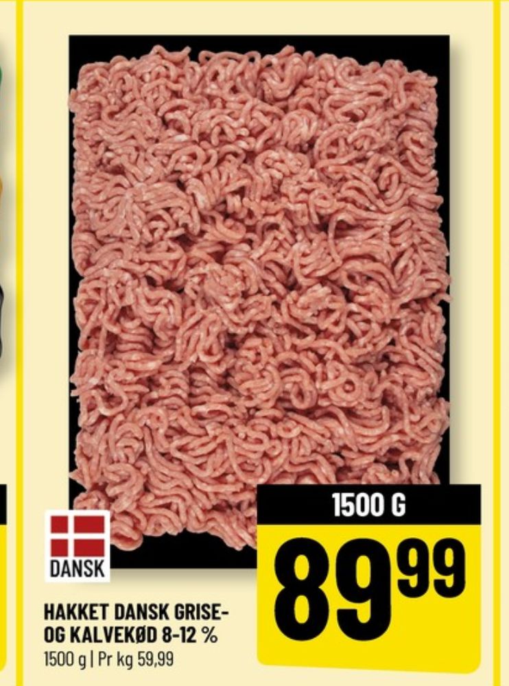 Hakket kalv og grisekød 8-12%