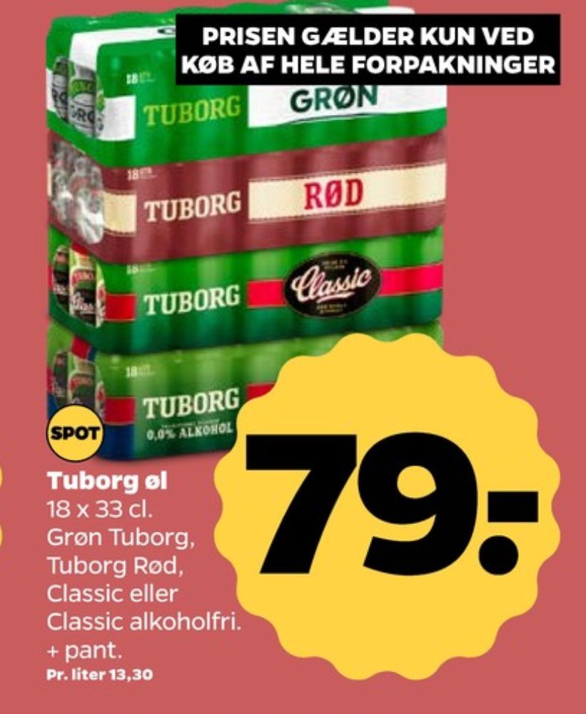 Tuborg Grøn 0,0, Øl - Alkoholfri 24 pk.