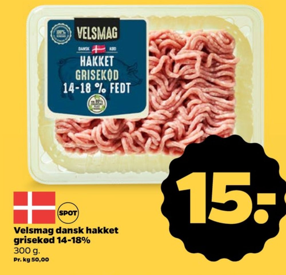 Velsmag, Hakket grisekød 14-18%