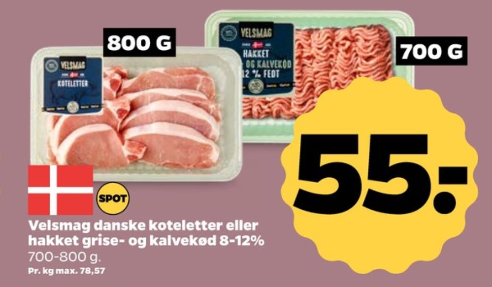 Velsmag, Hakket kalv og grisekød 8-12%