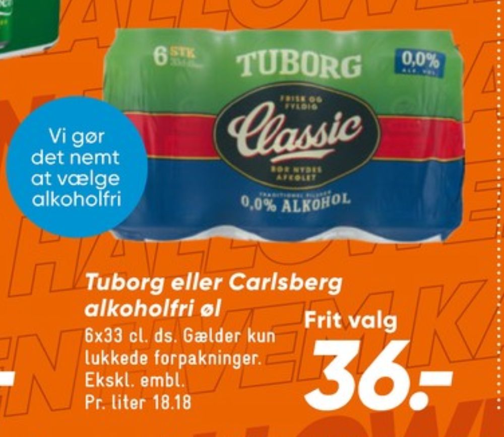 Tuborg Classic 0,0, Øl - Alkoholfri 6 pk.