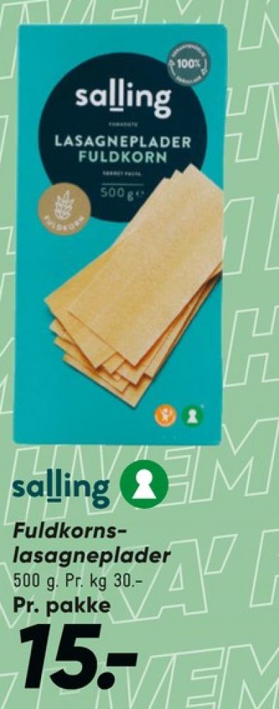 Salling, Fuldkornslasagneplader