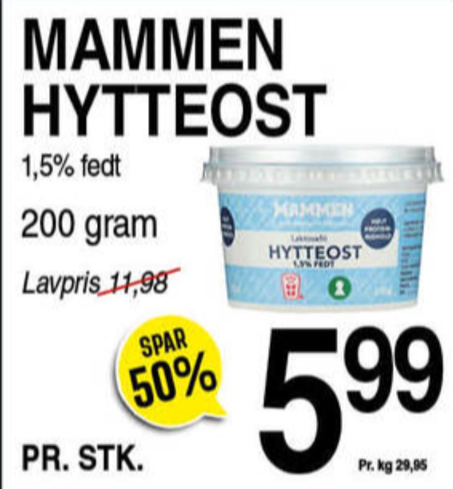 Mammen, Hytteost 1,5%
