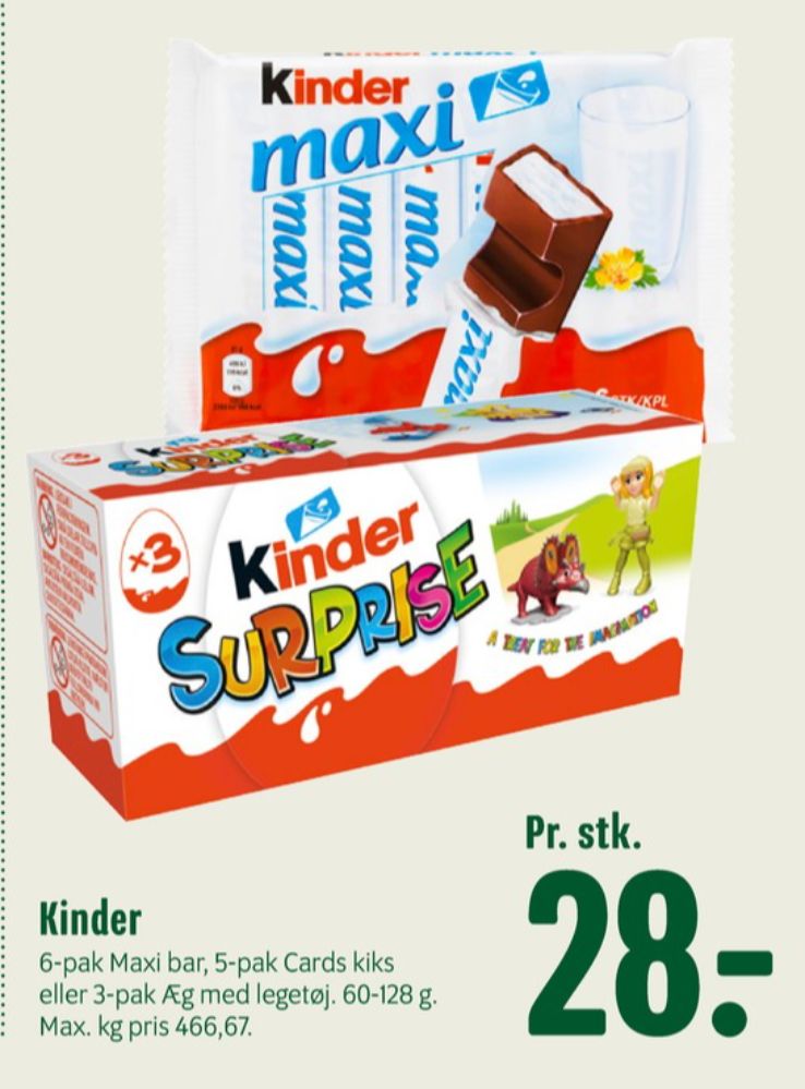 Kinder Maxi, Chokoladestænger