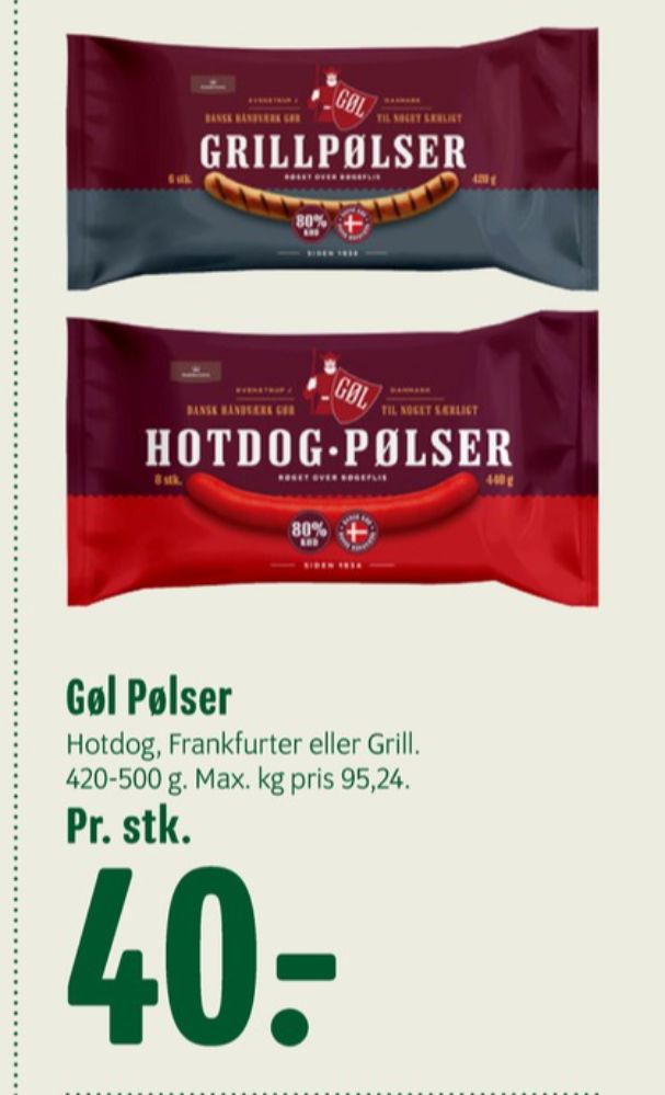 Gøl, Hotdogpølser