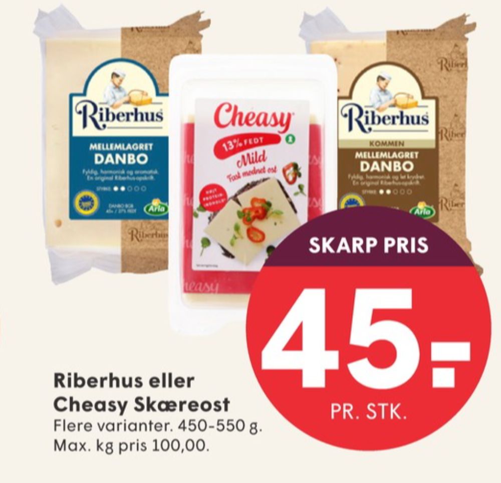 Riberhus, Skæreost Danbo Mellemlagret Kommen