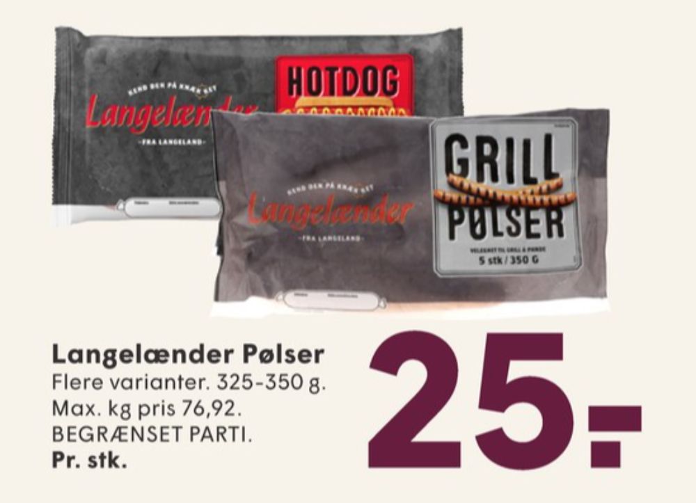 Langelænder, Hotdogpølser