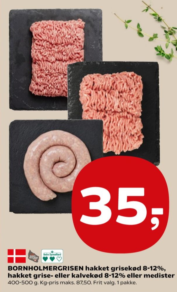 Bornholmergrisen, Hakket grisekød 8-12%