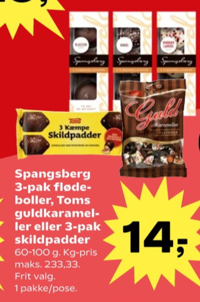 Toms Guldkarameller, Karameller
