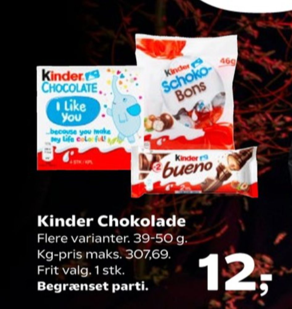 Kinder Chocolate, Chokoladestænger