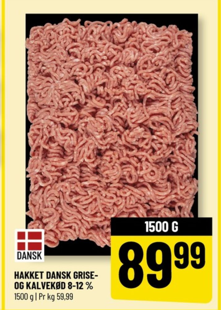 Hakket kalv og grisekød 8-12%