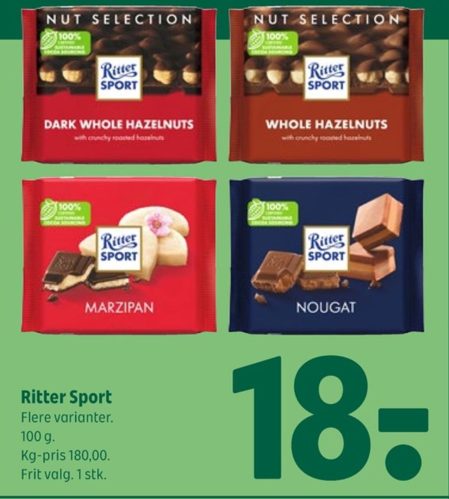 Ritter Sport, Chokoladeplade Dark Whole Hazelnuts