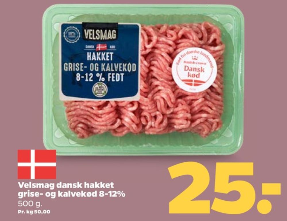 Velsmag, Hakket kalv og grisekød 8-12%
