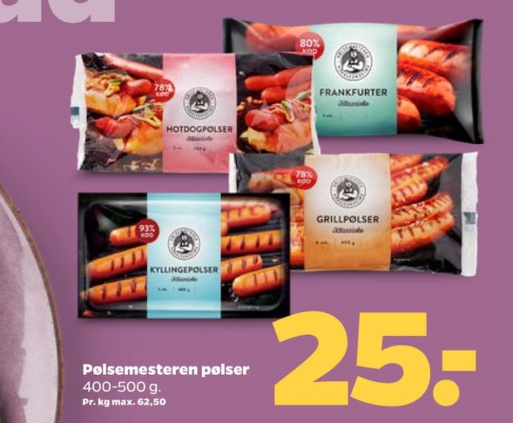 Pølsemesteren, Hotdogpølser