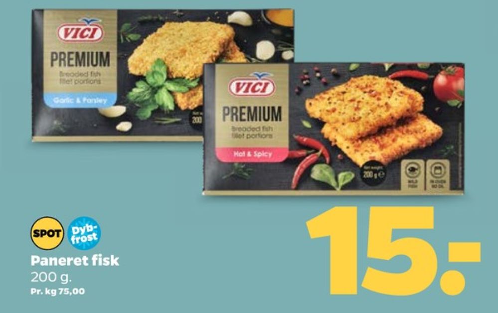 Vici Premium, Breaded Fish Filet Portions Garlic & Parley
