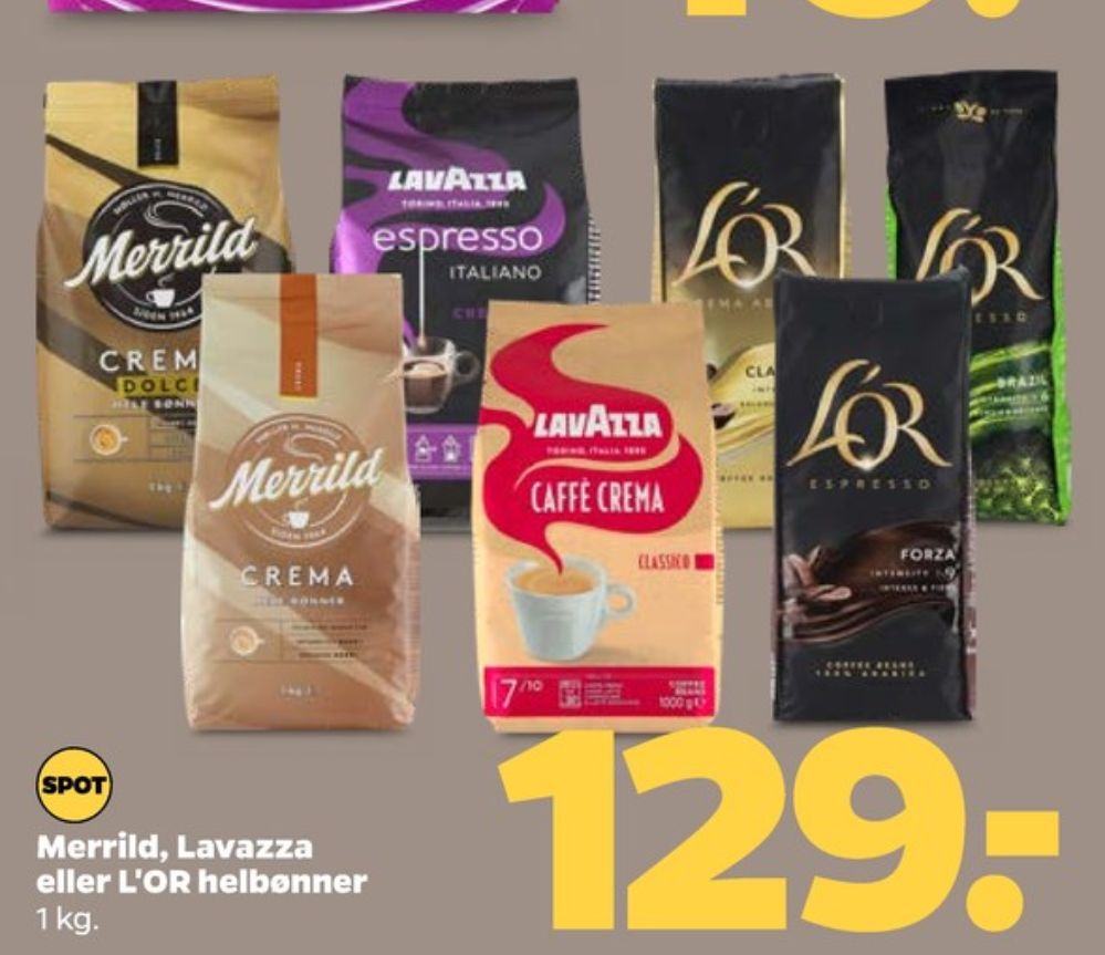 Merrild Crema, Kaffebønner