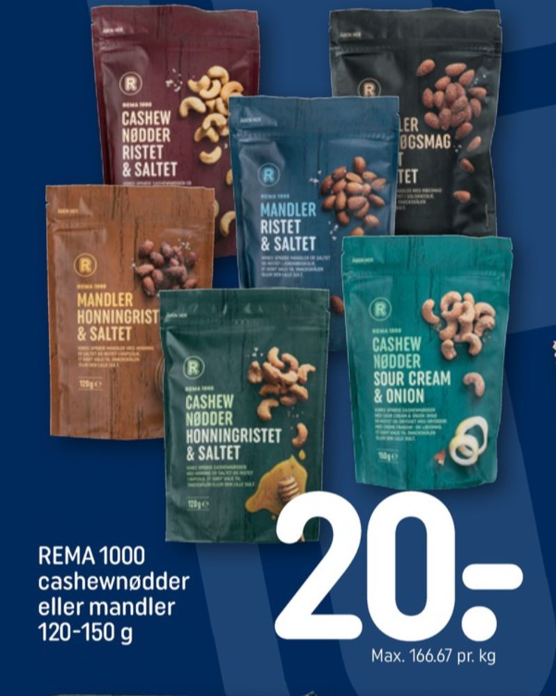 Rema 1000, Cashewnødder Ristet & Saltet