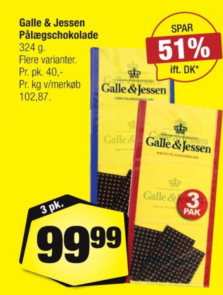 Galle & Jessen, Pålægschokolade Mørk