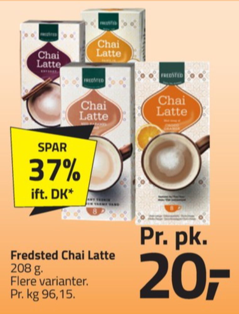 Fredsted Chai Latte, Instant Te Kakao
