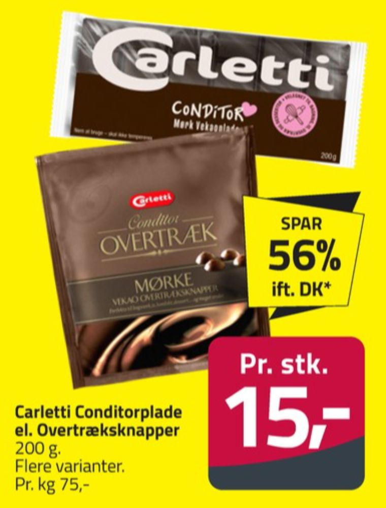 Carletti Conditor, Overtrækschokolade