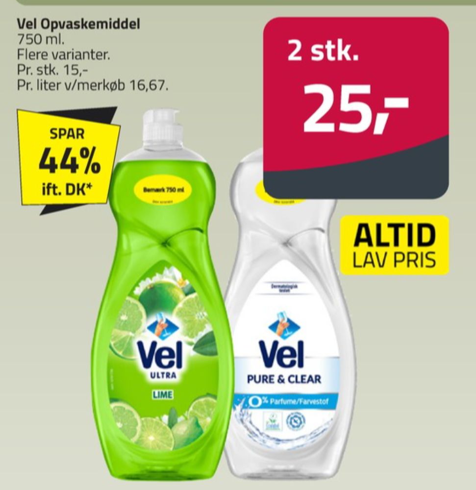 Vel, Opvaskemiddel