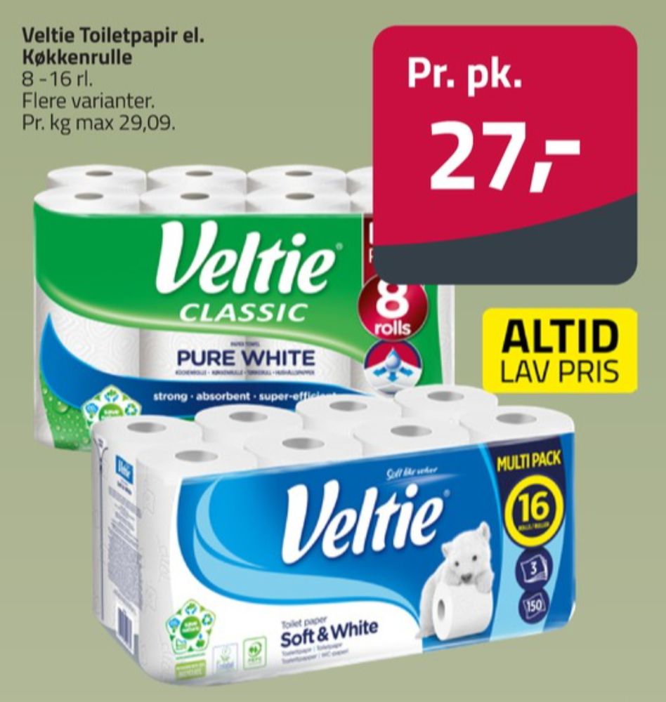 Veltie, Toiletpapir