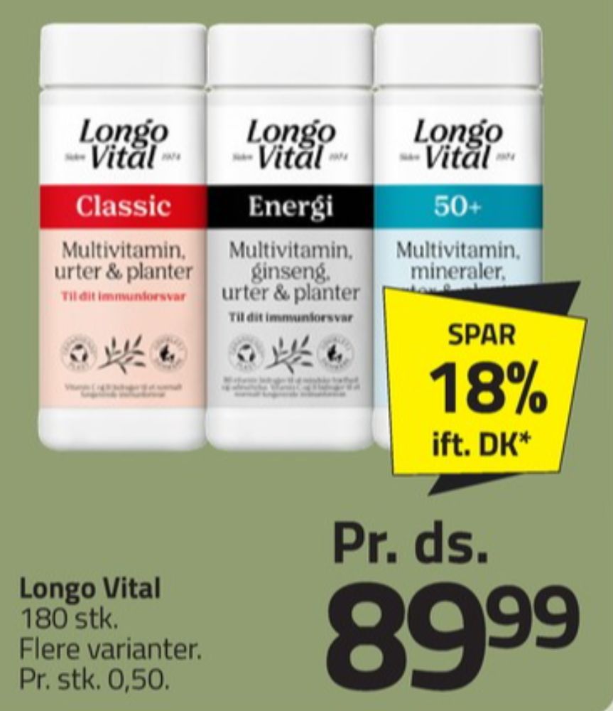 Longo Vital, Vitaminer