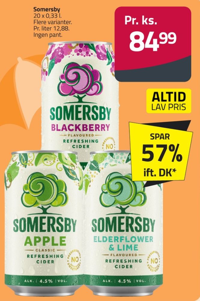Somersby Elderflower & Lime, Elderflower & Lime Cider 20 pk.