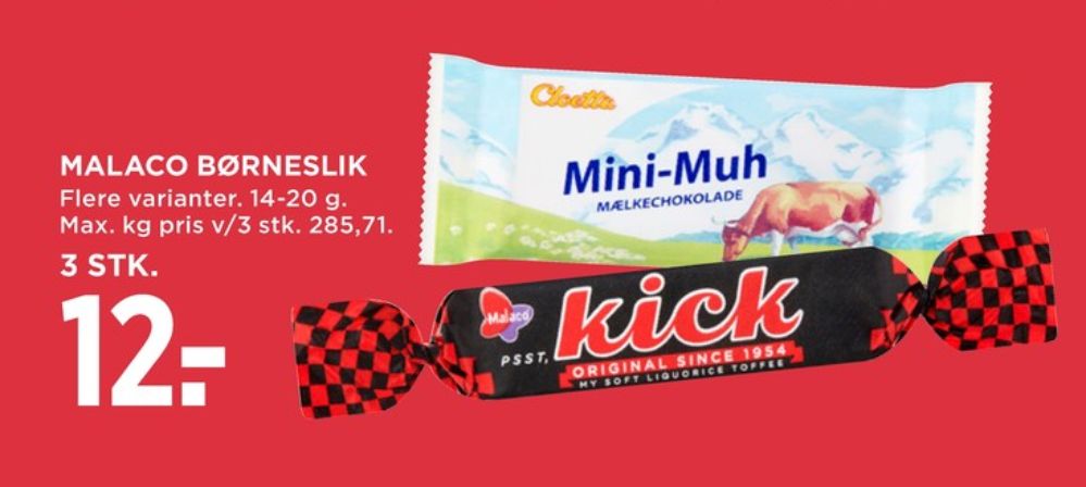 Malaco Kick, Lakridsstænger