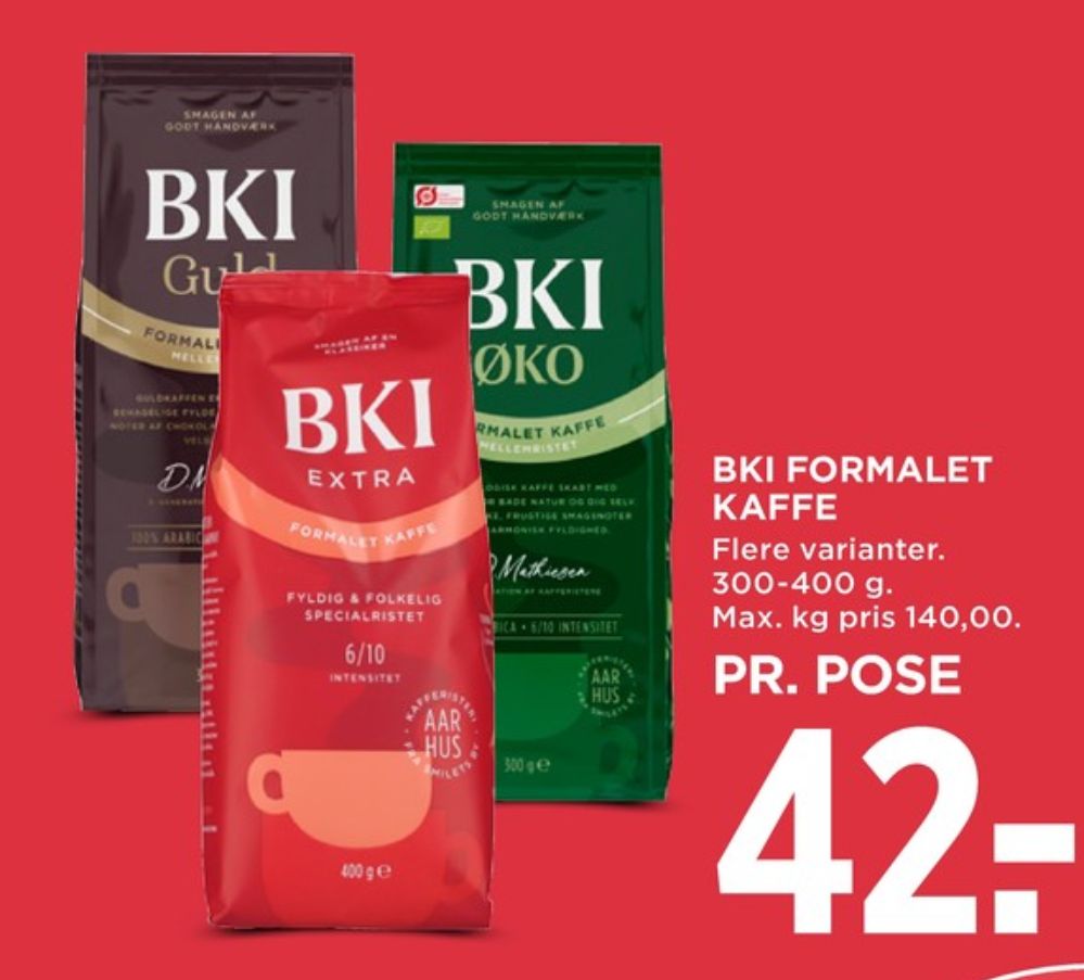 BKI Extra Specialristet, Kaffe Formalet